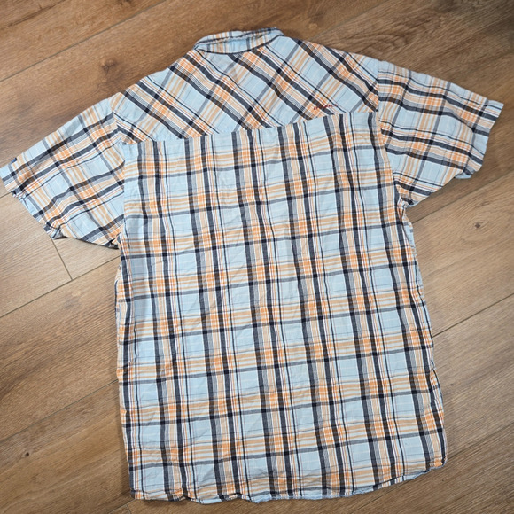 O’Neill Shirt Men’s Large Blue Plaid Snap Button Short Sleeve Collared Casual - Picture 8 of 9